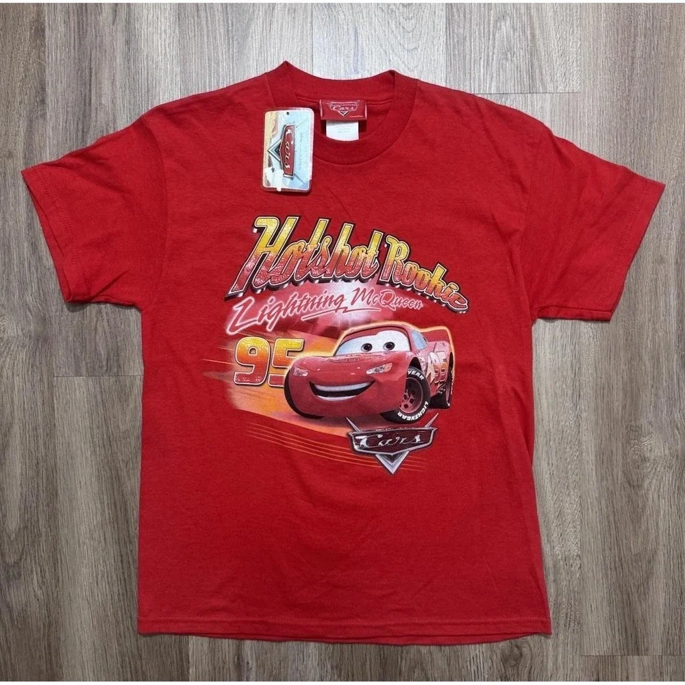 Vintage Disney Pixar Cars Hotshot Rookie‎ Lighting McQueen T Shirt Youth Size L